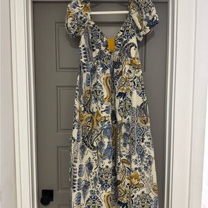 We The Free Blue and Yellow Paisley Dress